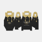 Gold Glitzer Tropfen Skriptname Monogram Black Fav Geschenkschachtel (Ungefaltet)