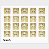 Gold Glitzer Tropfen Soy Candle Labels Quadratischer Aufkleber (Blatt)
