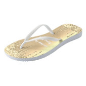 Gold Glitzer Tropfen Textname Luxus Flip Flops Badesandalen (Schrägansicht)