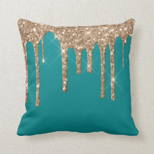 *~* Gold Glitzer Tropfen Tropfen AQUAMARIN Throw K Kissen