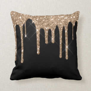 *~* Gold Glitzer Tropfen Tropfen Schwarz  Kissen