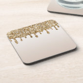 Gold Glitzer Tropfen Tropfsteineis Getränkeuntersetzer (Linke Seite)