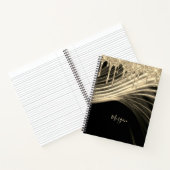 Gold-Glitzer-Tropfen und leichte Rays, Goldname Notizblock (Innenseite)