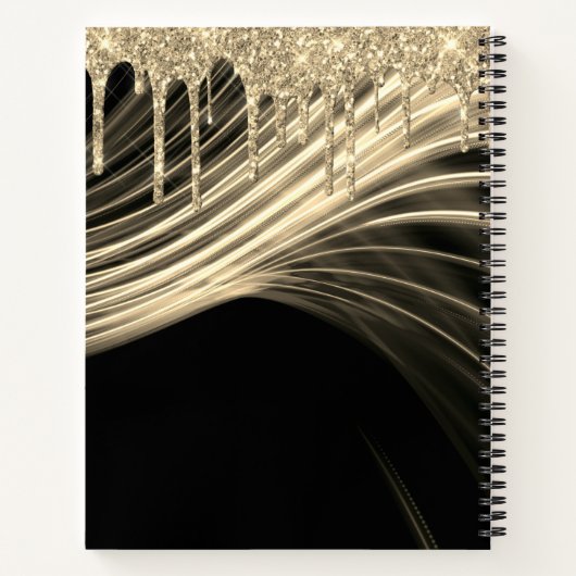 Gold-Glitzer-Tropfen und leichte Rays, Goldname Notizblock (Rückseite)