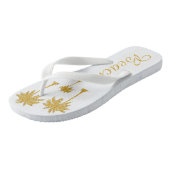 Gold Glitzer Tropical Beach Lover White Badesandalen (Schrägansicht)