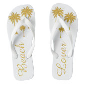 Gold Glitzer Tropical Beach Lover White Badesandalen (Fußbett)
