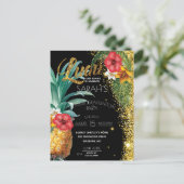 Gold Glitzer Tropical Blume Graduation Party Postkarte (Stehend Vorderseite)