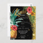 Gold Glitzer Tropical Blume Graduation Party Postkarte (Vorne/Hinten)