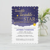 Gold Glitzer Twinkle Little Star Baby Dusche Einladung (Stehend Vorderseite)