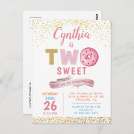 Gold Glitzer Two Sweet Donuts Girl Postkarte
