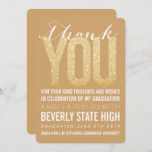 Gold Glitzer Typografie Abschluss Danke, Karte (Vorne/Hinten)