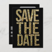 Gold Glitzer Typografie Save the Date Postkarte (Vorne/Hinten)