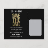 Gold Glitzer Typografie Save the Date Postkarte (Rückseite)