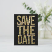 Gold Glitzer Typografie Save the Date Postkarte (Stehend Vorderseite)