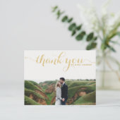 GOLD GLITZER TYPOGRAPHY WEDD DANK IHNEN POSTCARD POSTKARTE (Stehend Vorderseite)