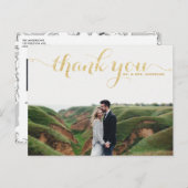 GOLD GLITZER TYPOGRAPHY WEDD DANK IHNEN POSTCARD POSTKARTE (Vorne/Hinten)