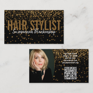 Gold-Glitzer über den QR-Code des Fotos Visitenkarte