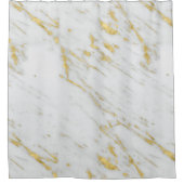 Gold Glitzer über weißem Marmorstein Duschvorhang (Vorderseite)