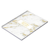 Gold Glitzer über weißes Marmorgewebe Notizblock (Linke Seite)
