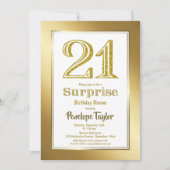 Gold Glitzer Überraschung 21. Geburtstag Abendesse Einladung (Vorderseite)
