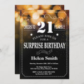 Gold Glitzer Überraschung 21. Geburtstag Einladung (Vorne/Hinten)