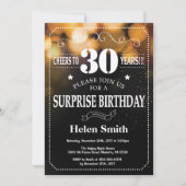 Gold Glitzer Überraschung 30. Geburtstag Einladung (Vorderseite)