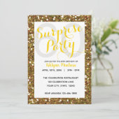 Gold Glitzer Überraschung 60. Geburtstag Einladung (Stehend Vorderseite)