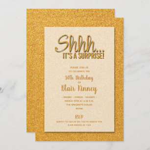 Gold Glitzer ÜBERRASCHUNG Geburtstag Einladung