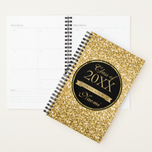 Gold Glitzer und Band mit Diamanten Planer