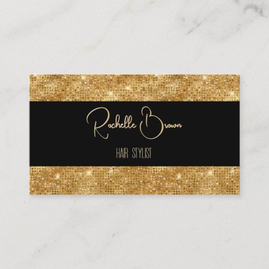 Gold Glitzer und Black Business Card Rabattkarte (Vorderseite)