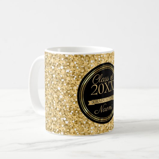 Gold Glitzer und Black Gold Circle Kaffeetasse (Vorderseite Links)