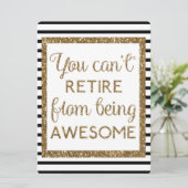 Gold Glitzer und Black Modern Retirement Karte (Stehend Vorderseite)