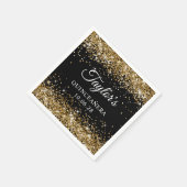 Gold Glitzer und Black Personalisiert Quinceñera Serviette (Ecke)