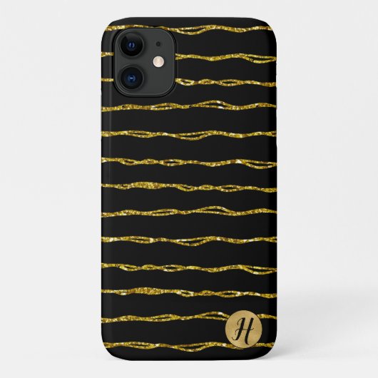 Gold Glitzer und Black Phone Case (Rückseite)