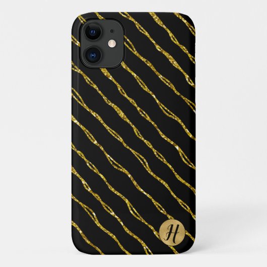 Gold Glitzer und Black Phone Case (Rückseite)
