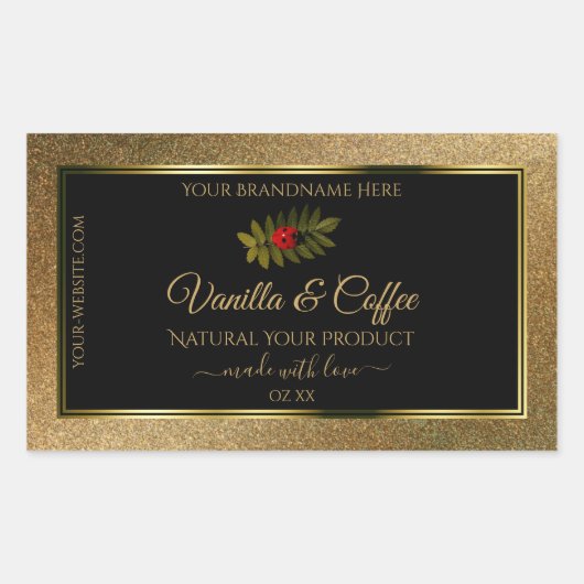 Gold Glitzer und Black Product Labels Niedliche La Rechteckiger Aufkleber (Vorderseite)