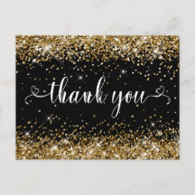 Gold Glitzer und Black Sweet 16 Herzen Vielen Dank