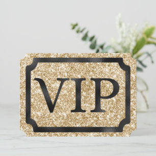Gold Glitzer und Black VIP Event Ticket Einladung