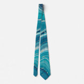 Gold Glitzer und Blauer Marmor Stone Neck Tie Krawatte (Rückseite)