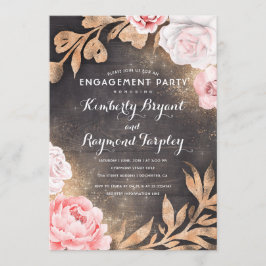 Gold Glitzer und Blush Pink Floral Engagement Part Einladung