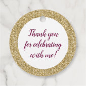 Gold Glitzer und Burgund Maroon Quince Años Geschenkanhänger (Rückseite)