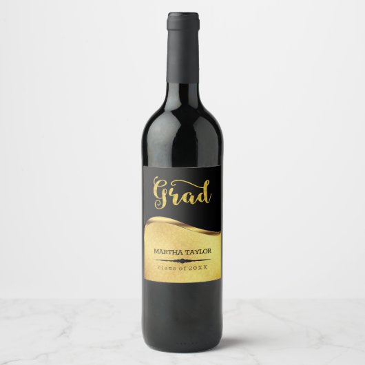 Gold-Glitzer und Damask Weinetikett (Vorderseite)