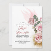 Gold Glitzer und Dusty Rose Abschluss Einladung (Vorderseite)