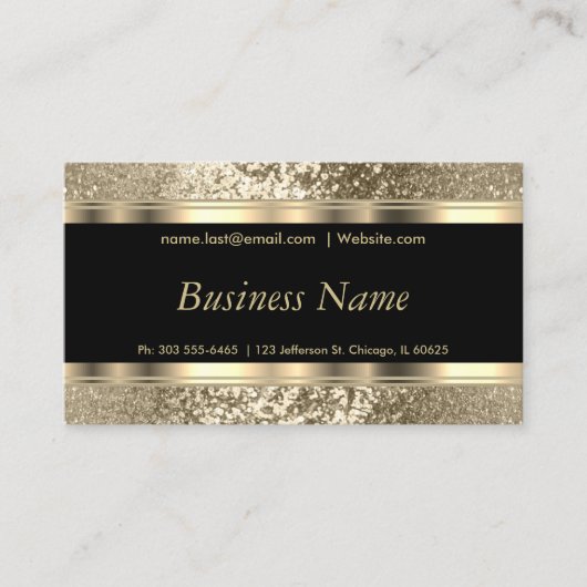 Gold Glitzer und Elegante Gold Visitenkarte (Vorderseite)