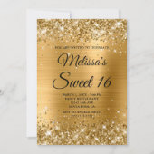 Gold Glitzer und Foil Sweet 16 Extravagant Monogra Einladung (Vorderseite)