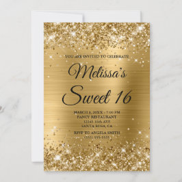 Gold Glitzer und Foil Sweet 16 Extravagant Monogra Einladung