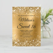 Gold Glitzer und Foil Sweet 16 Extravagant Monogra Einladung (Stehend Vorderseite)