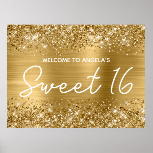 Gold Glitzer und Foil Sweet 16 Willkommen Poster