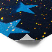 Gold Glitzer und glitzernde blaue Sterne auf schwa Poster (Ecke)
