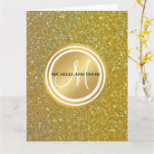 Gold-Glitzer und glitzerndes Schwarzes Monogramm f Karte (Gelbe Blume)